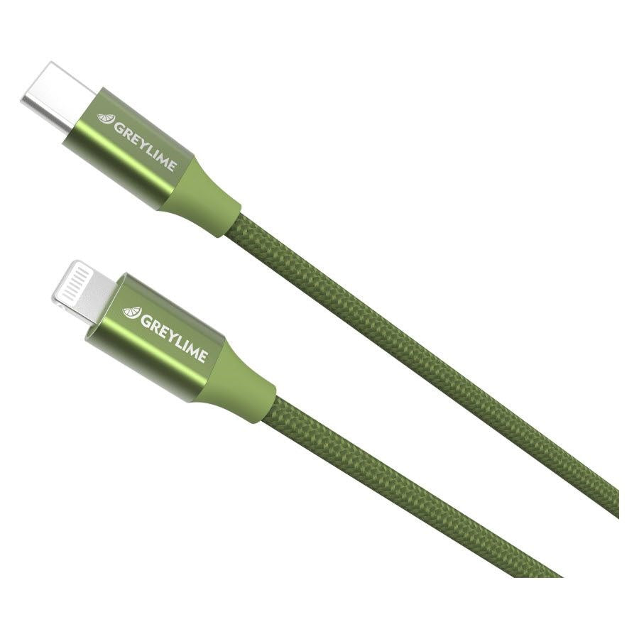 GreyLime 18W Braided USB-C to Lightning Cable 1 m - Green