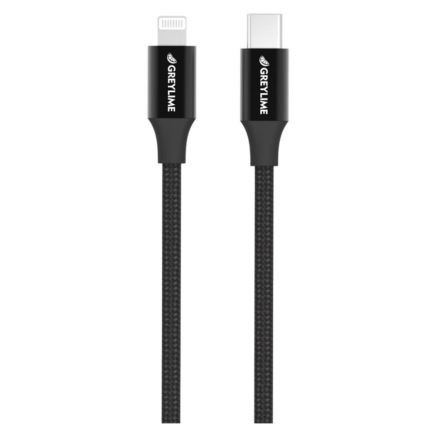 GreyLime 18W Braided USB-C to Lightning Cable 1 m - Black