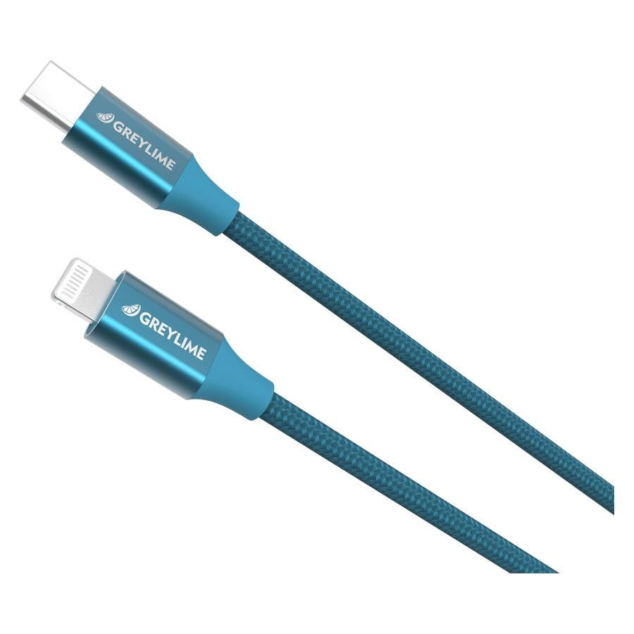 GreyLime 18W Braided USB-C to Lightning Cable 2 m - Blue