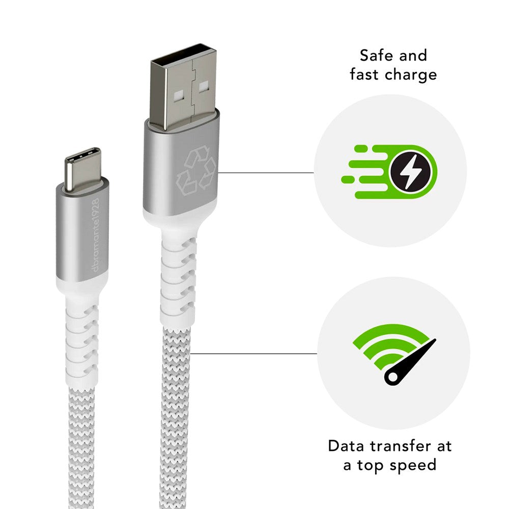 dbramante1928 Braided Charging Cable - USB-A to USB-C - 36W - 1.2M - White