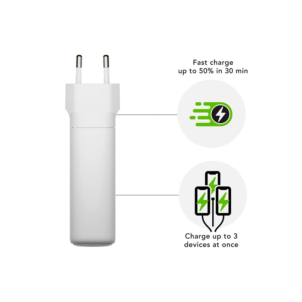 dbramante1928 EU Wall Charger - 2 x USB-C 65-140W/45-100W/1 x USB-A 18W - White