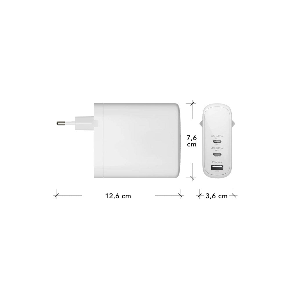 dbramante1928 EU Wall Charger - 2 x USB-C 65-140W/45-100W/1 x USB-A 18W - White