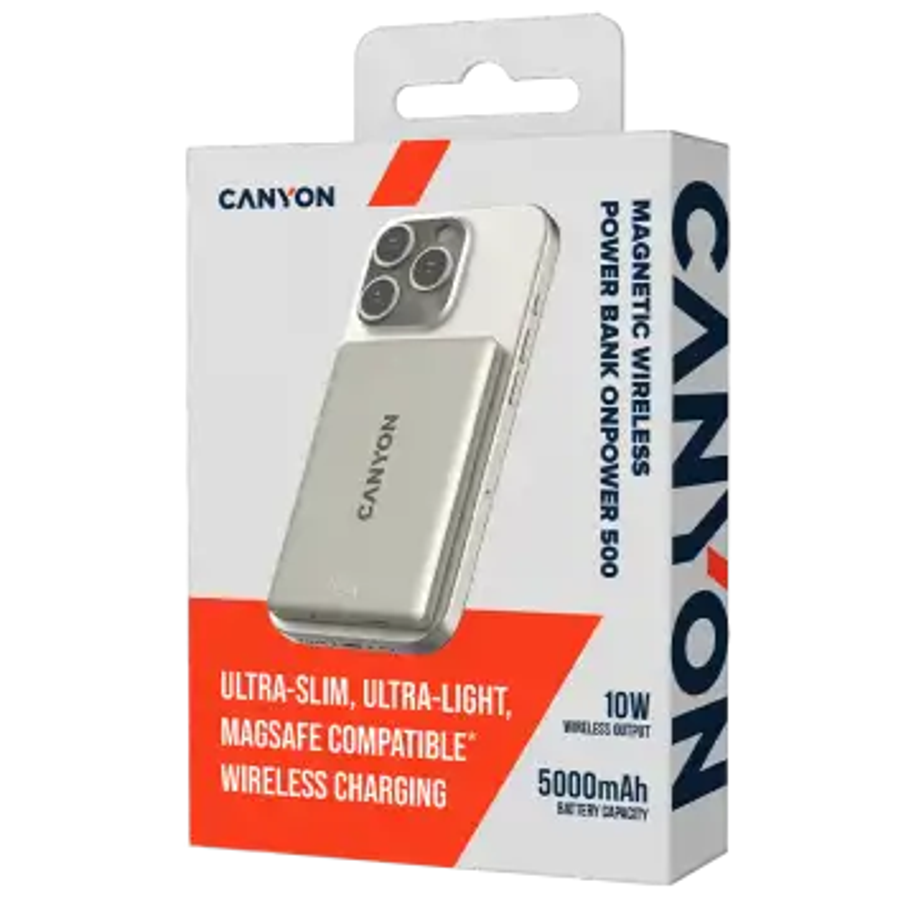 Canyon OnPower 500  5000 mAh PowerBank - MagSafe Compatible - Beige