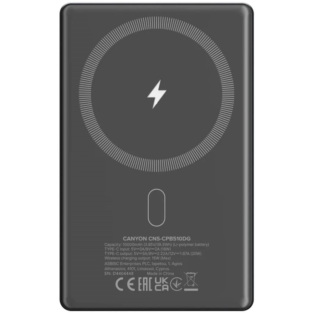 Canyon OnPower 510 10.000 mAh PowerBank - MagSafe Compatible - Gray
