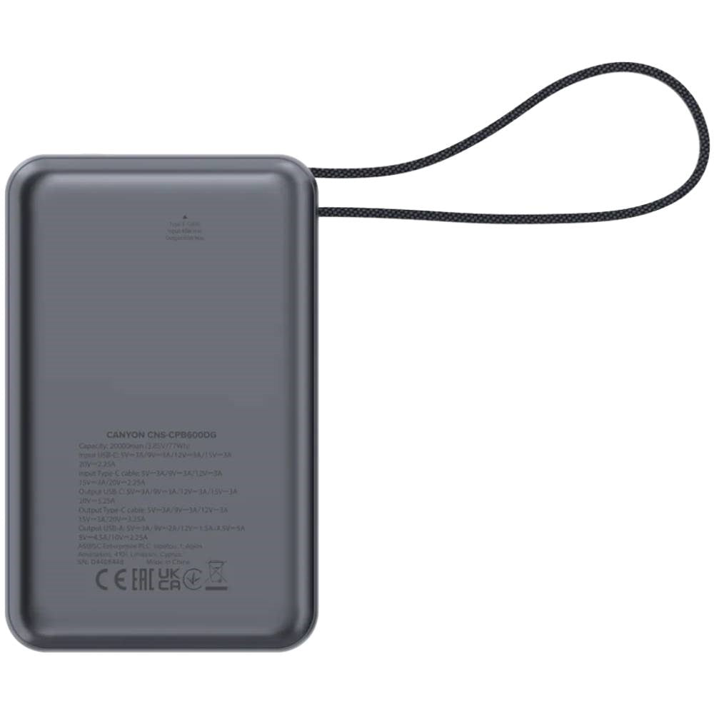 Canyon OnPower 600 PowerBank - 65W / 20.000 mAh - Grey