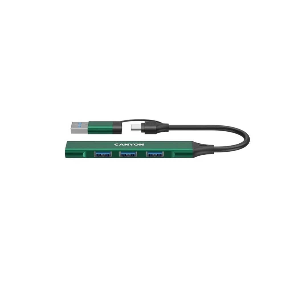 Canyon DS-02 4-in-1 USB-A/C Hub - Green