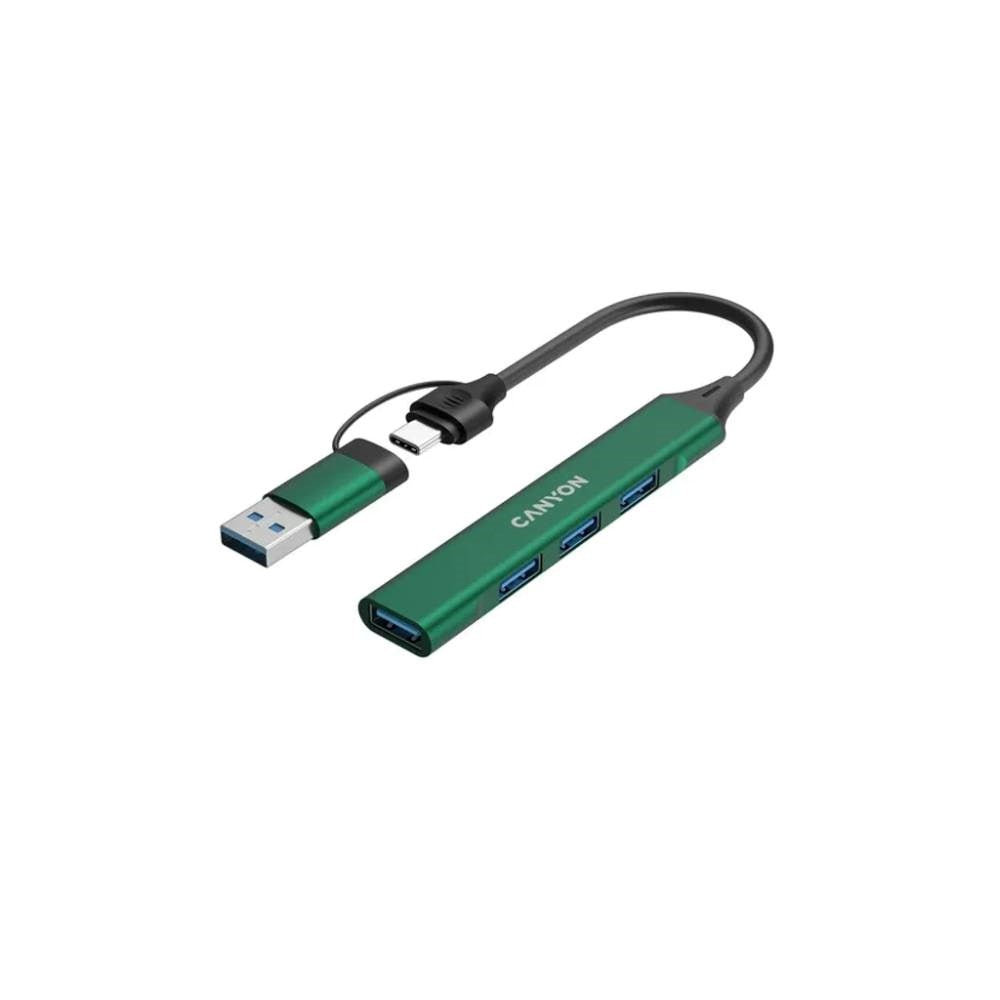 Canyon DS-02 4-in-1 USB-A/C Hub - Green