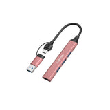 Canyon DS-02 4-in-1 USB-A/C Hub - Pink