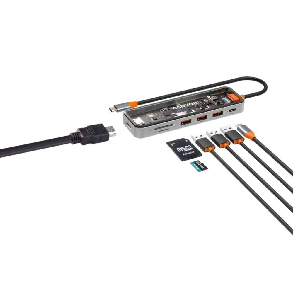 Canyon DS13 100W 7-in-1 USB-C Hub - Grey