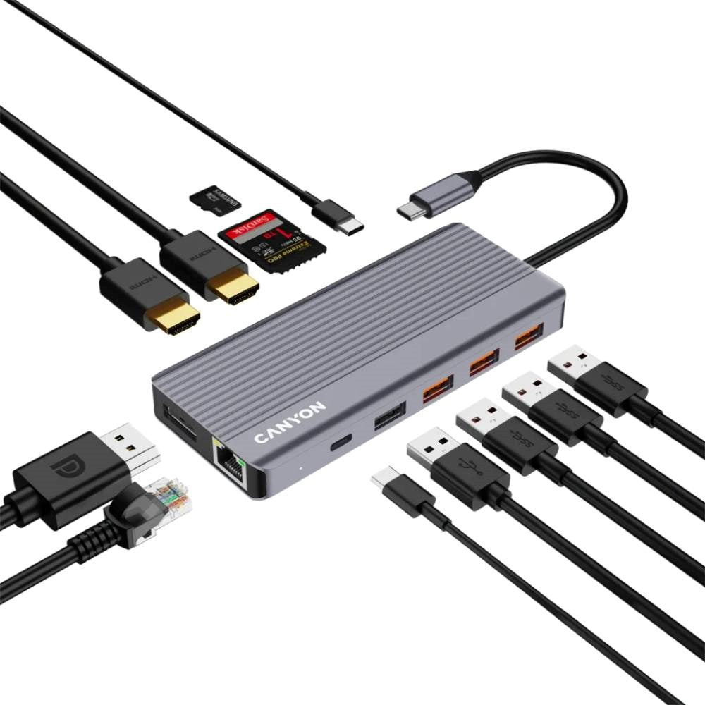 Canyon DS16 13-in-1 USB-C Hub - Grey