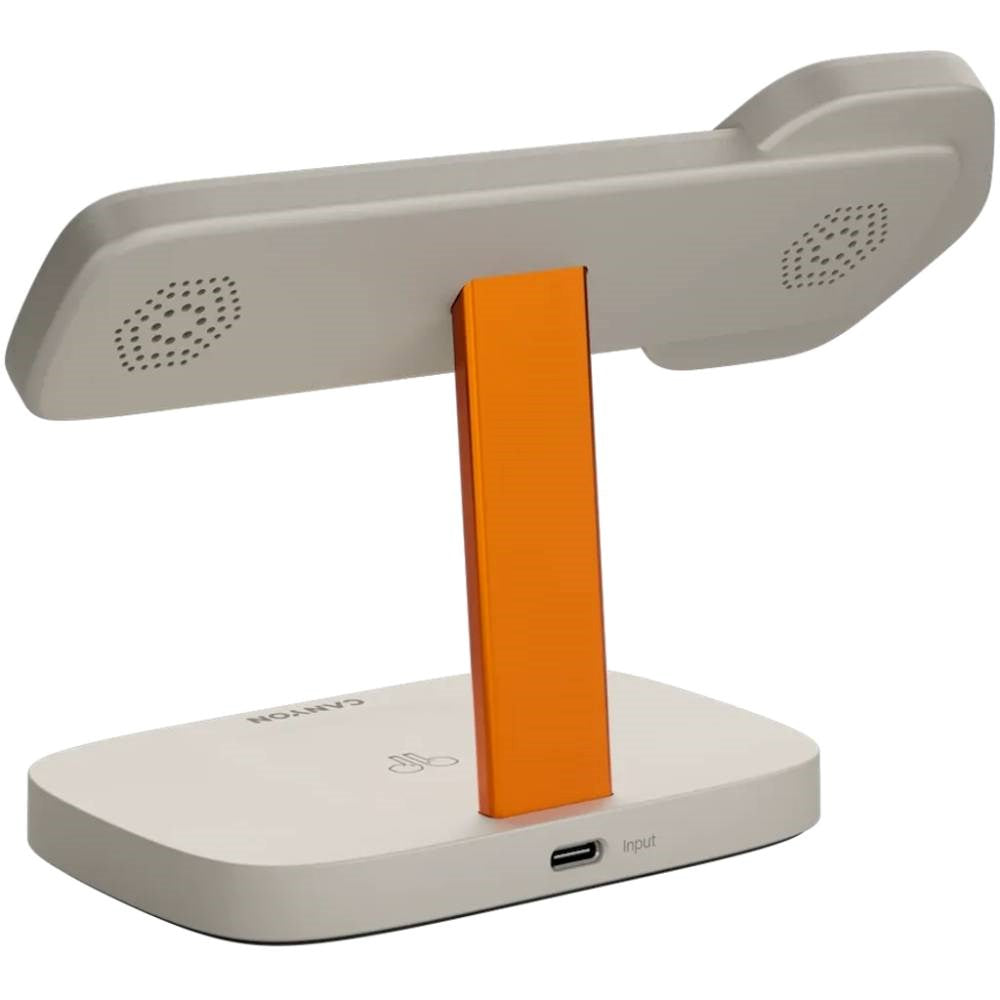 Canyon Hexagon 15W 3-in-1 Wireless Charger - Qi / MagSafe Compatible - Beige / Orange