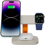 Canyon Hexagon 15W 3-in-1 Wireless Charger - Qi / MagSafe Compatible - Beige / Orange