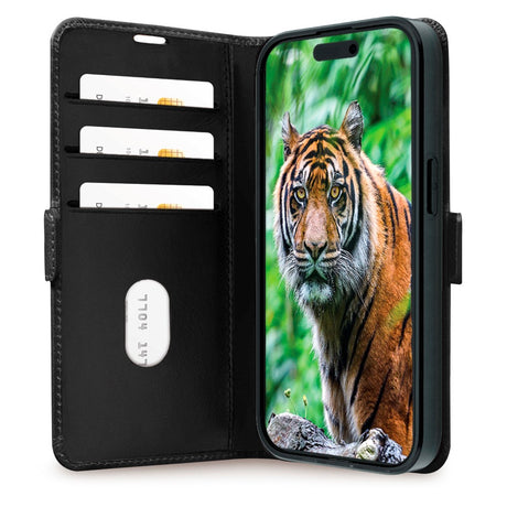 iPhone 15 dbramante1928 Copenhagen Genuine Leather Flip Case with Wallet - Black