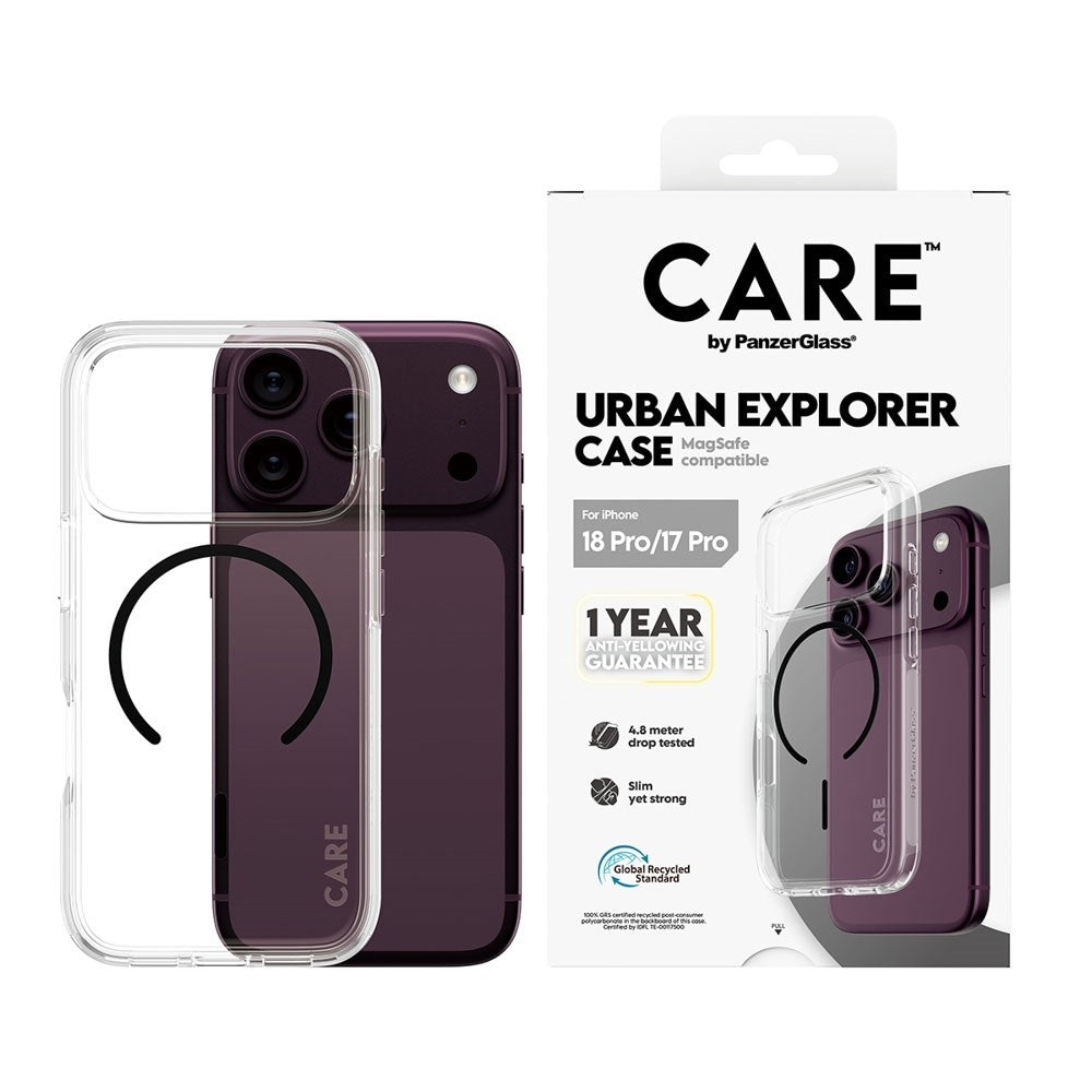 iPhone 18 Pro / 17 Pro CARE by PanzerGlass FLAGSHIP Urban Explorer Case - MagSafe Compatible - Transparent / Black