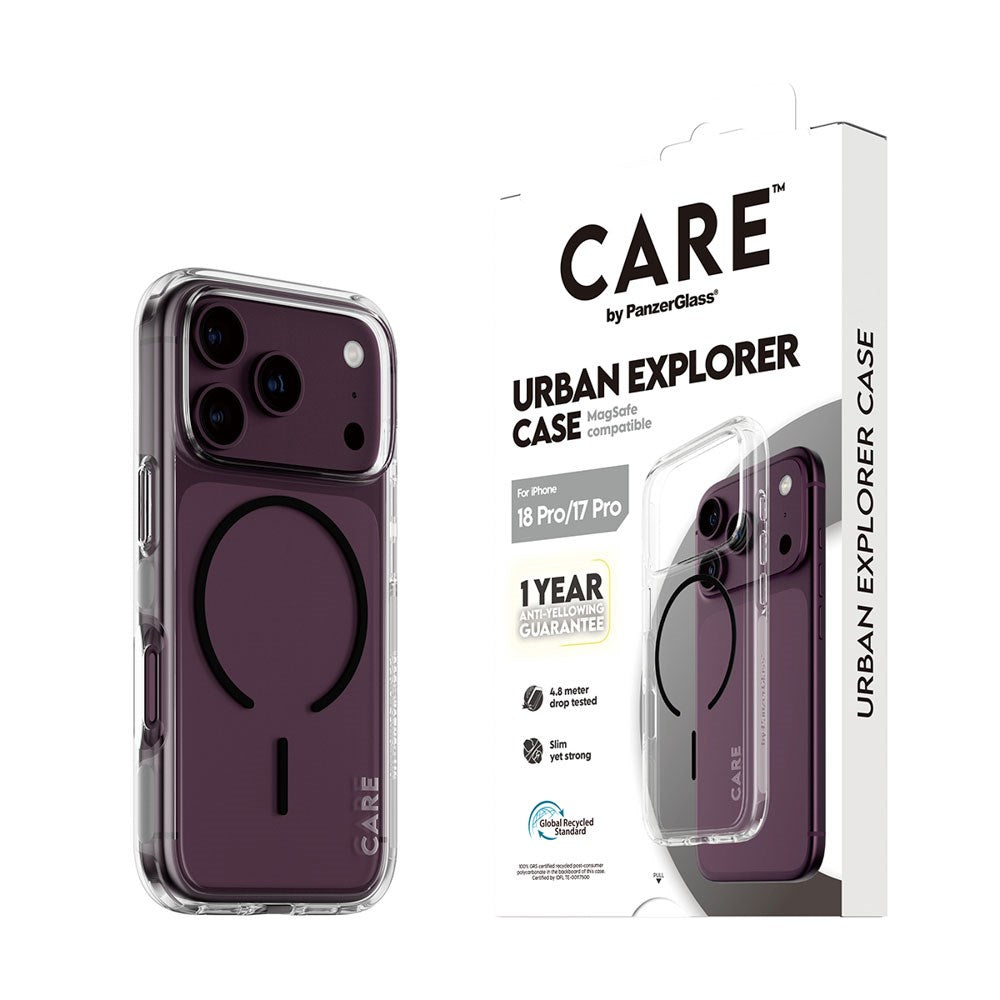 iPhone 18 Pro / 17 Pro CARE by PanzerGlass FLAGSHIP Urban Explorer Case - MagSafe Compatible - Transparent / Black