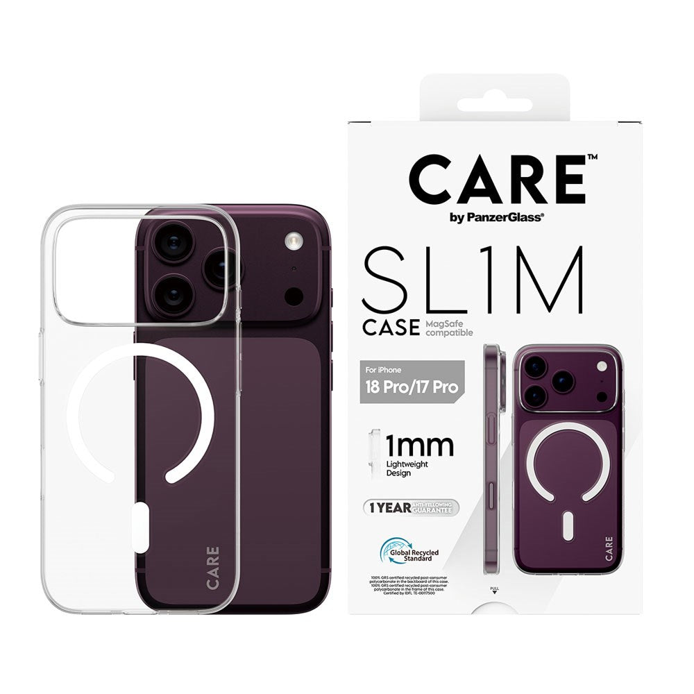 iPhone 18 Pro / 17 Pro CARE by PanzerGlass SL1M Case - MagSafe Compatible - Transparent