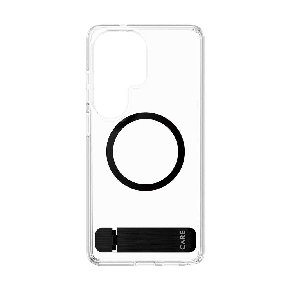 Samsung Galaxy S26 Ultra CARE by PanzerGlass Feature Kickstand Case - Qi Compatible - Transparent / Black