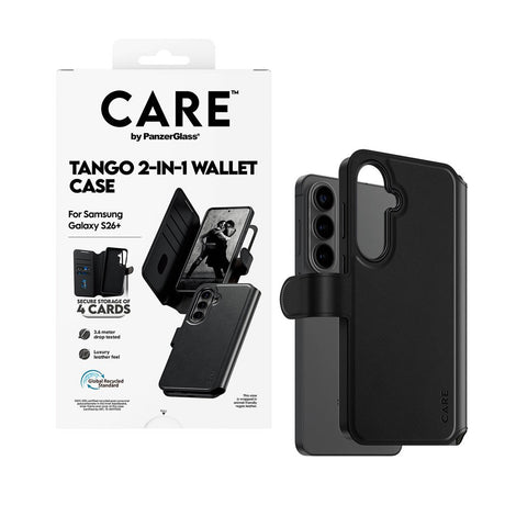 Samsung Galaxy S26+ (Plus) CARE by PanzerGlass Feature Tango 2-in-1 Flip Case with Wallet - Black