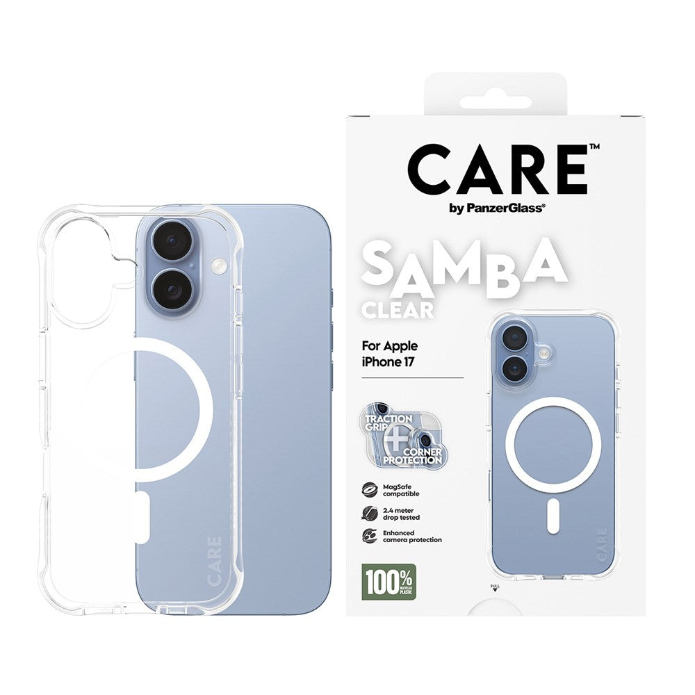 CARE by PanzerGlass iPhone 17 Fashionable Samba Case - MagSafe Compatible - Transparent