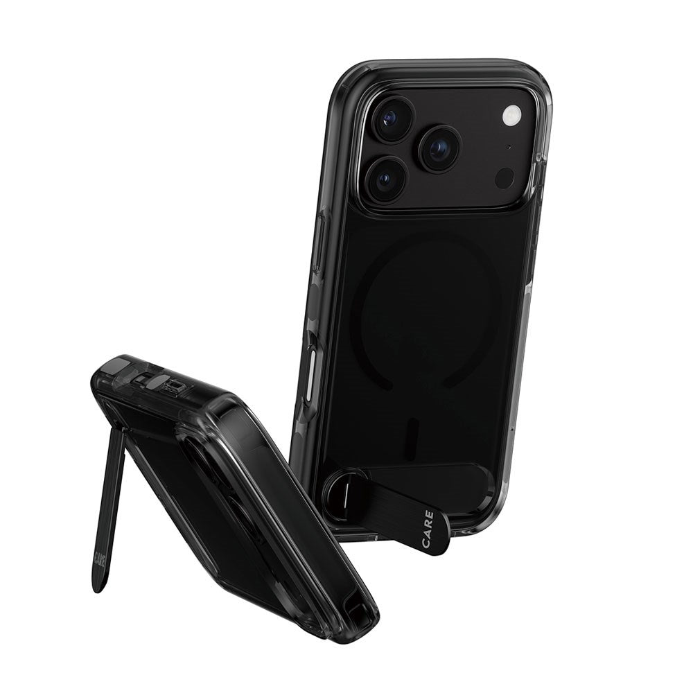 iPhone 18 Pro / 17 Pro CARE by PanzerGlass Feature Kickstand Case - MagSafe Compatible - Black / Transparent