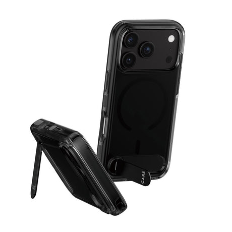 iPhone 18 Pro / 17 Pro CARE by PanzerGlass Feature Kickstand Case - MagSafe Compatible - Black / Transparent