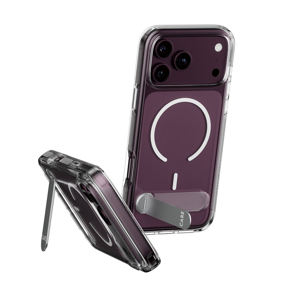 iPhone 18 Pro / 17 Pro CARE by PanzerGlass Feature Kickstand Case - MagSafe Compatible - Transparent / White