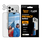 iPhone 18 Pro CARE by PanzerGlass 3-i-1 FLAGSHIP Bundle - Case / Privacy Screen Protector (UWF) / Camera Protection - Transparent / Black