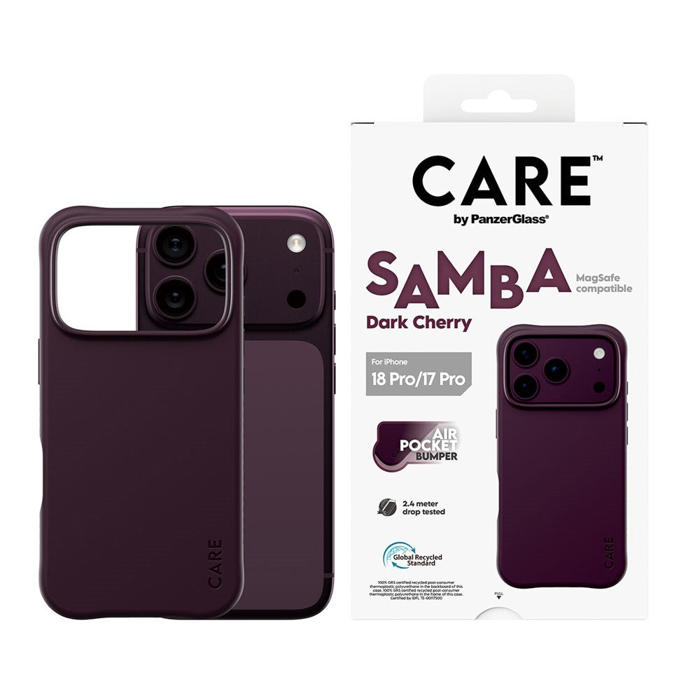 iPhone 18 Pro / 17 Pro CARE by PanzerGlass Fashionable Samba Case - MagSafe Compatible - Dark Cherry