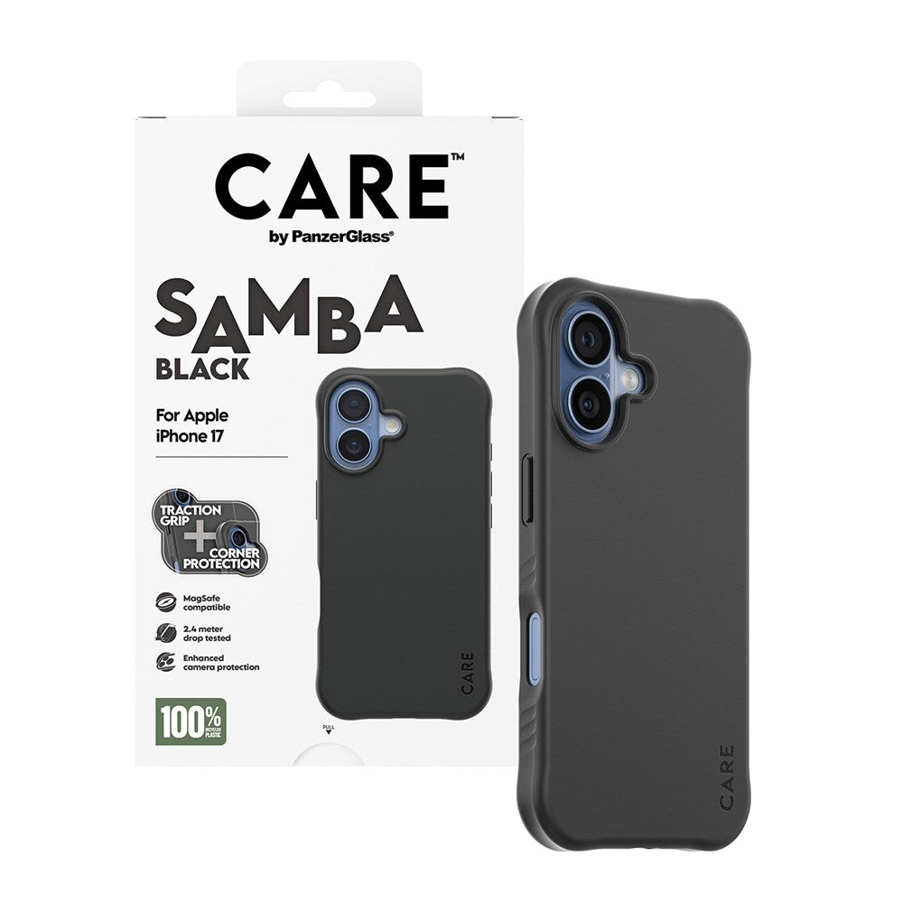 CARE by PanzerGlass iPhone 17 Fashionable Samba Case - MagSafe Compatible - Black