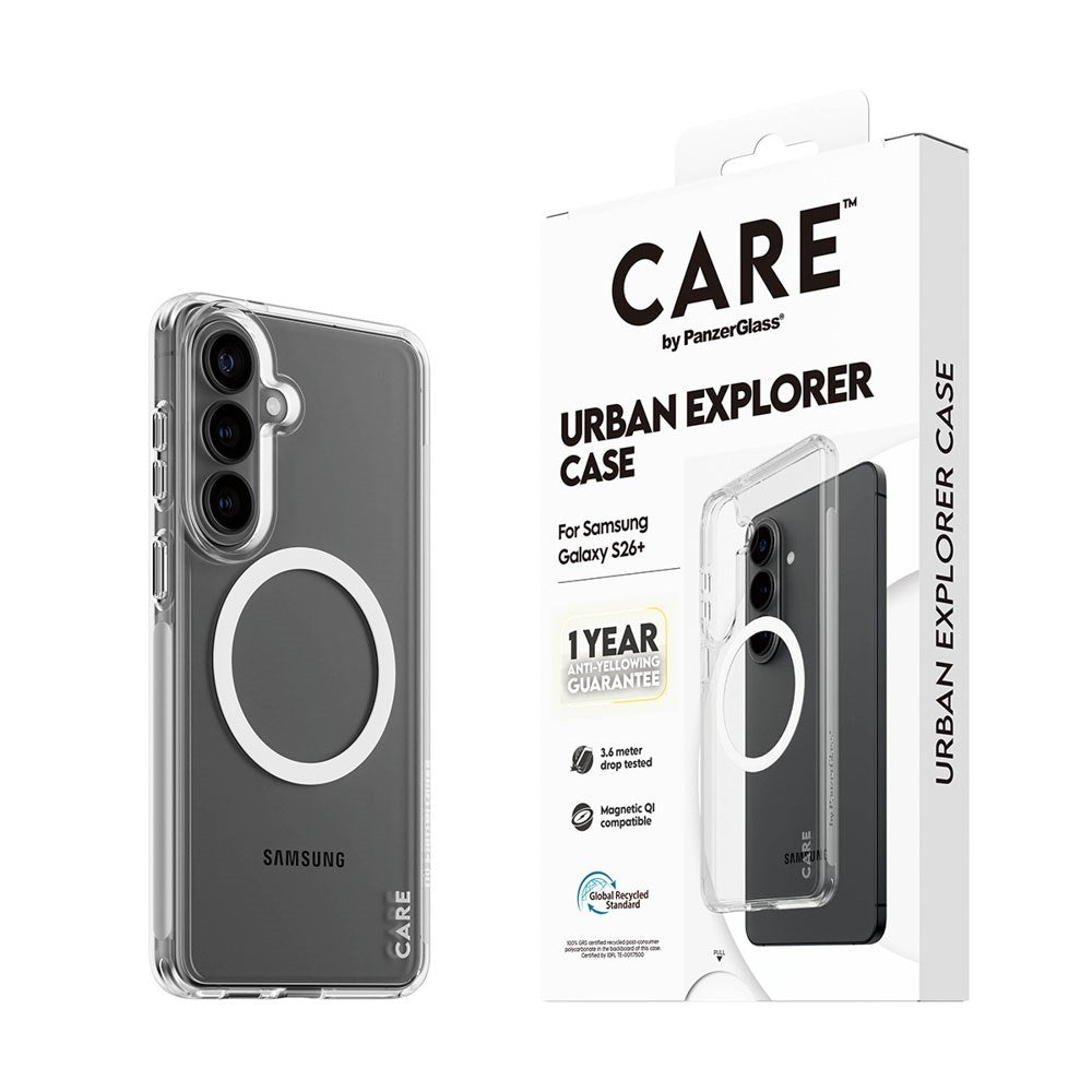 Samsung Galaxy S26+ (Plus) CARE by PanzerGlass Urban Explorer Case - Qi Compatible - Transparent / White