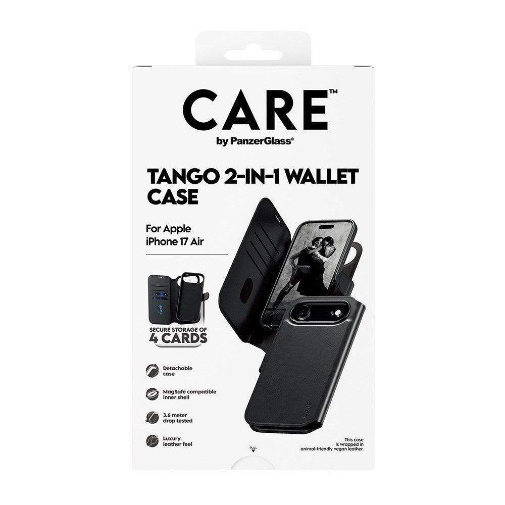 CARE by PanzerGlass iPhone Air Feature Tango 2-in-1 Flip Case with Wallet - Black