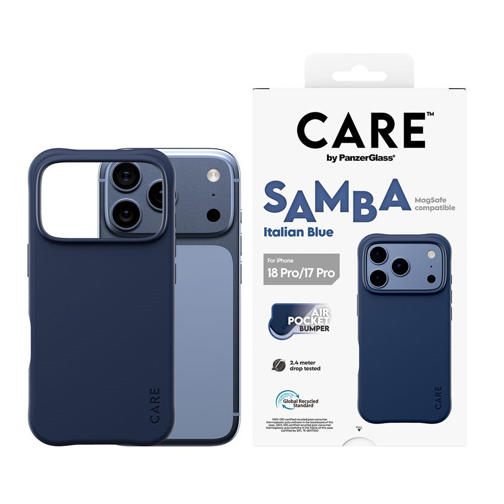 iPhone 18 Pro / 17 Pro CARE by PanzerGlass Fashionable Samba Case - MagSafe Compatible - Italian Blue