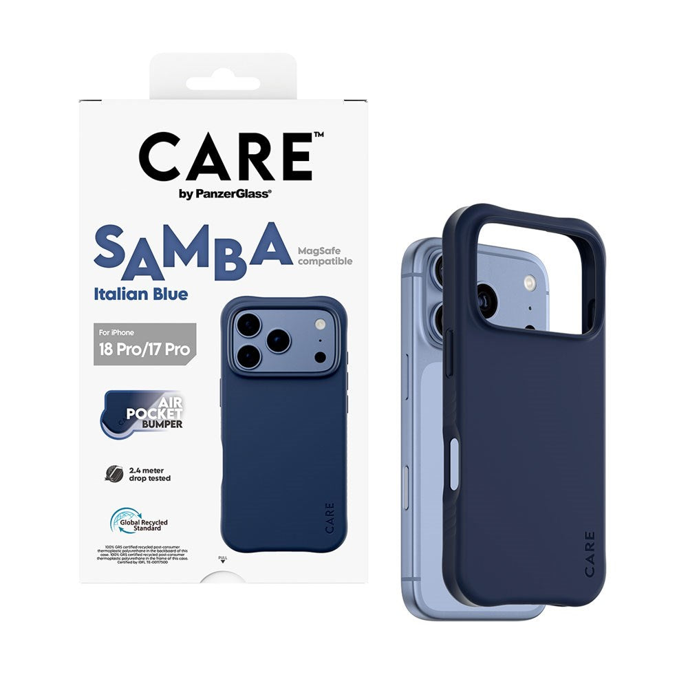 iPhone 18 Pro / 17 Pro CARE by PanzerGlass Fashionable Samba Case - MagSafe Compatible - Italian Blue