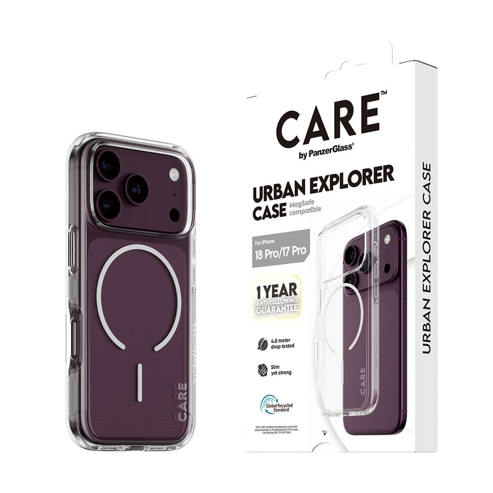 iPhone 18 Pro / 17 Pro CARE by PanzerGlass FLAGSHIP Urban Explorer Case - MagSafe Compatible - Transparent / White