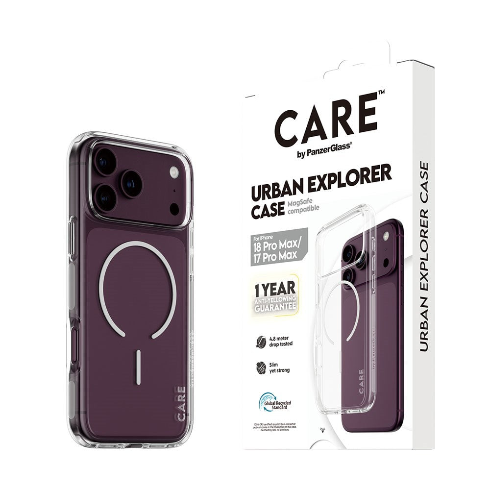 iPhone 18 Pro Max  / 17 Pro Max CARE by PanzerGlass FLAGSHIP Urban Explorer Case - MagSafe Compatible - Transparent / White