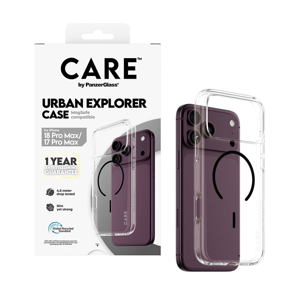 iPhone 18 Pro Max  / 17 Pro Max CARE by PanzerGlass FLAGSHIP Urban Explorer Case - MagSafe Compatible - Transparent / Black