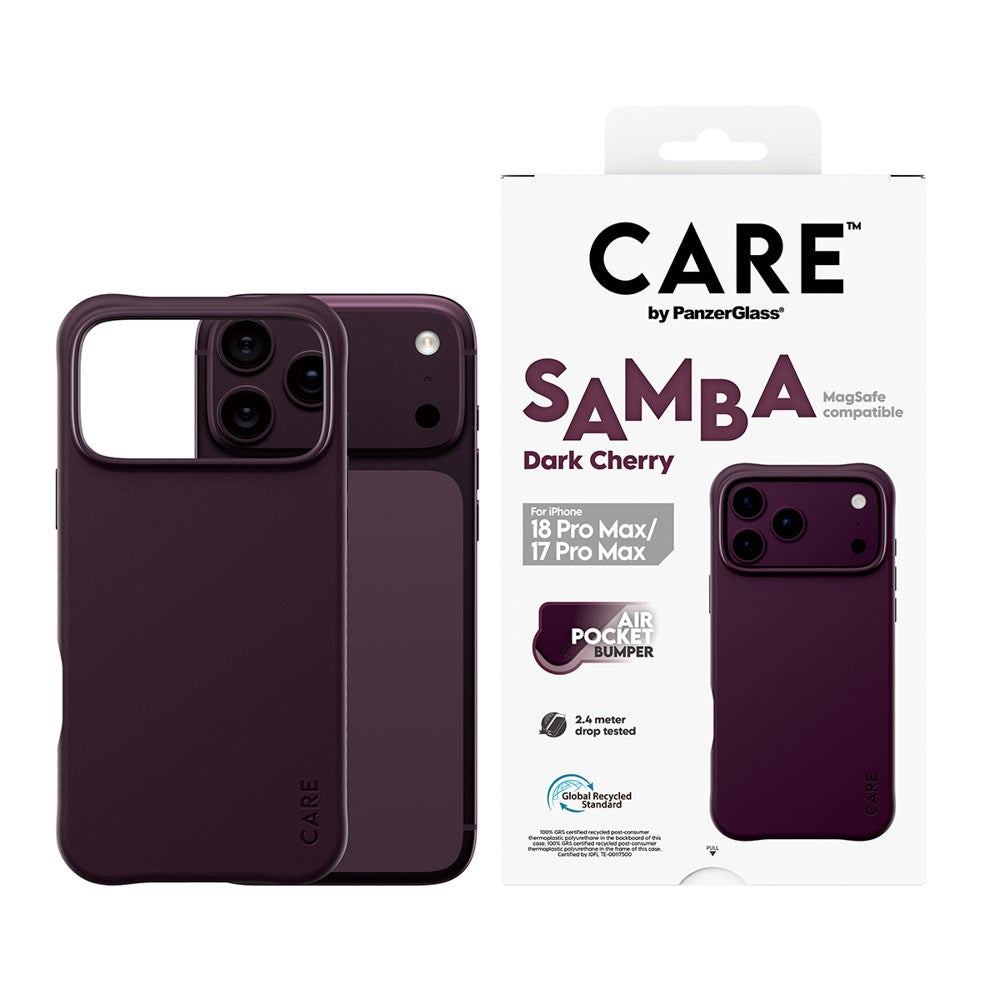 iPhone 18 Pro Max  / 17 Pro Max CARE by PanzerGlass Fashionable Samba Case - MagSafe Compatible - Dark Cherry