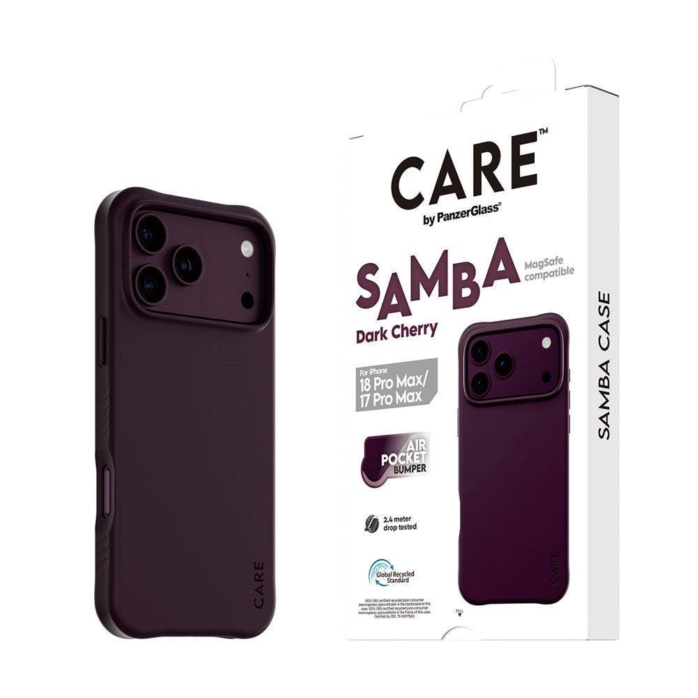 iPhone 18 Pro Max  / 17 Pro Max CARE by PanzerGlass Fashionable Samba Case - MagSafe Compatible - Dark Cherry