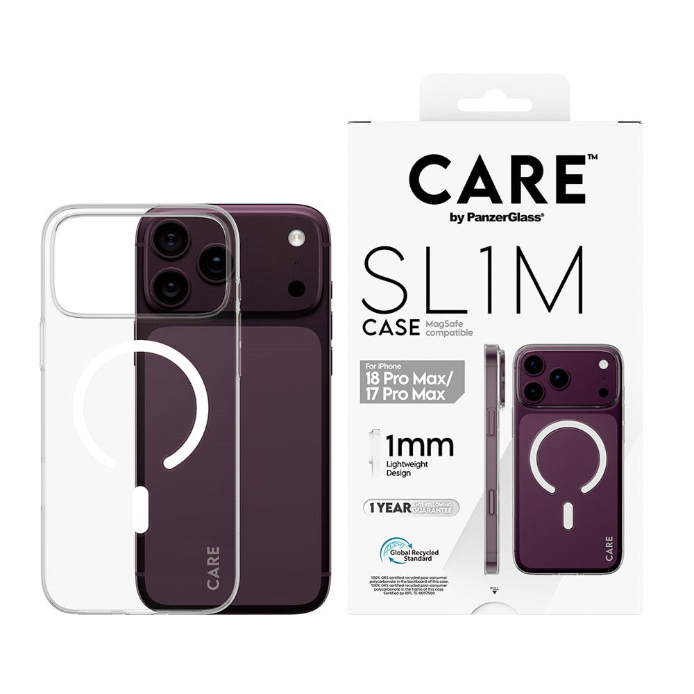 iPhone 18 Pro Max  / 17 Pro Max CARE by PanzerGlass SL1M Case - MagSafe Compatible - Transparent