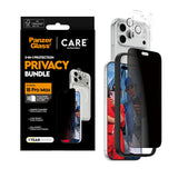 iPhone 18 Pro Max CARE by PanzerGlass 3-i-1 FLAGSHIP Bundle - Case / Privacy Screen Protector (UWF) / Camera Protection - Transparent / Black