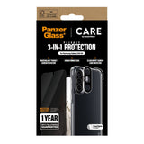 CARE by PanzerGlass Samsung Galaxy A36 (5G) 3-i-1 FLAGSHIP Bundle - Case / Privacy Screen Protector (UWF) / Camera Protection - Transparent / Black