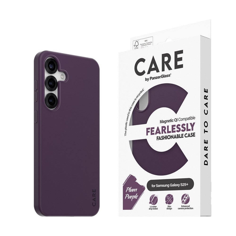 CARE by PanzerGlass Samsung Galaxy S25+ (Plus) FASHION Fearlessly Fashionable Case - QI Compatible - Plum Purple