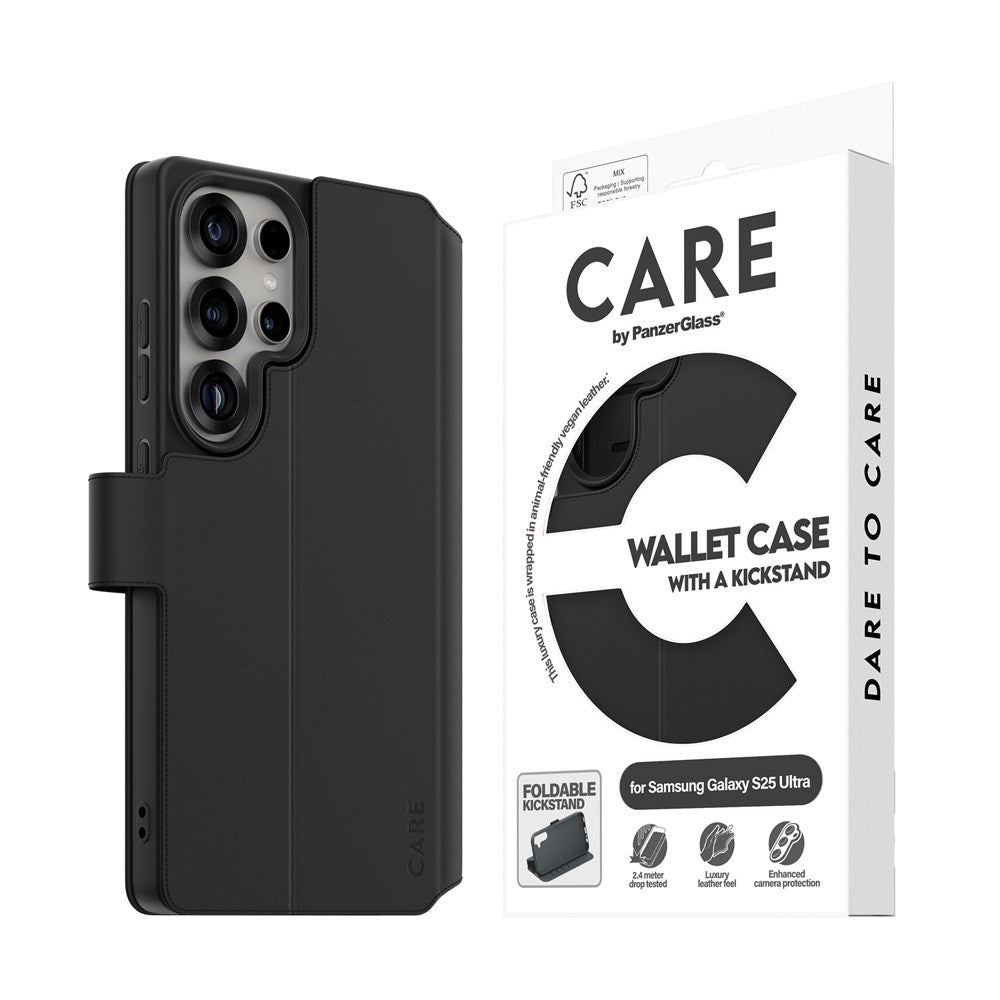 CARE by PanzerGlass Samsung Galaxy S25 Ultra Feature Wallet Case with Kickstand - Black