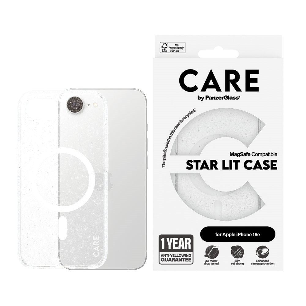 CARE by PanzerGlass iPhone 16e FLAGSHIP Urban Combat Case - MagSafe Compatible - Star Lit / White