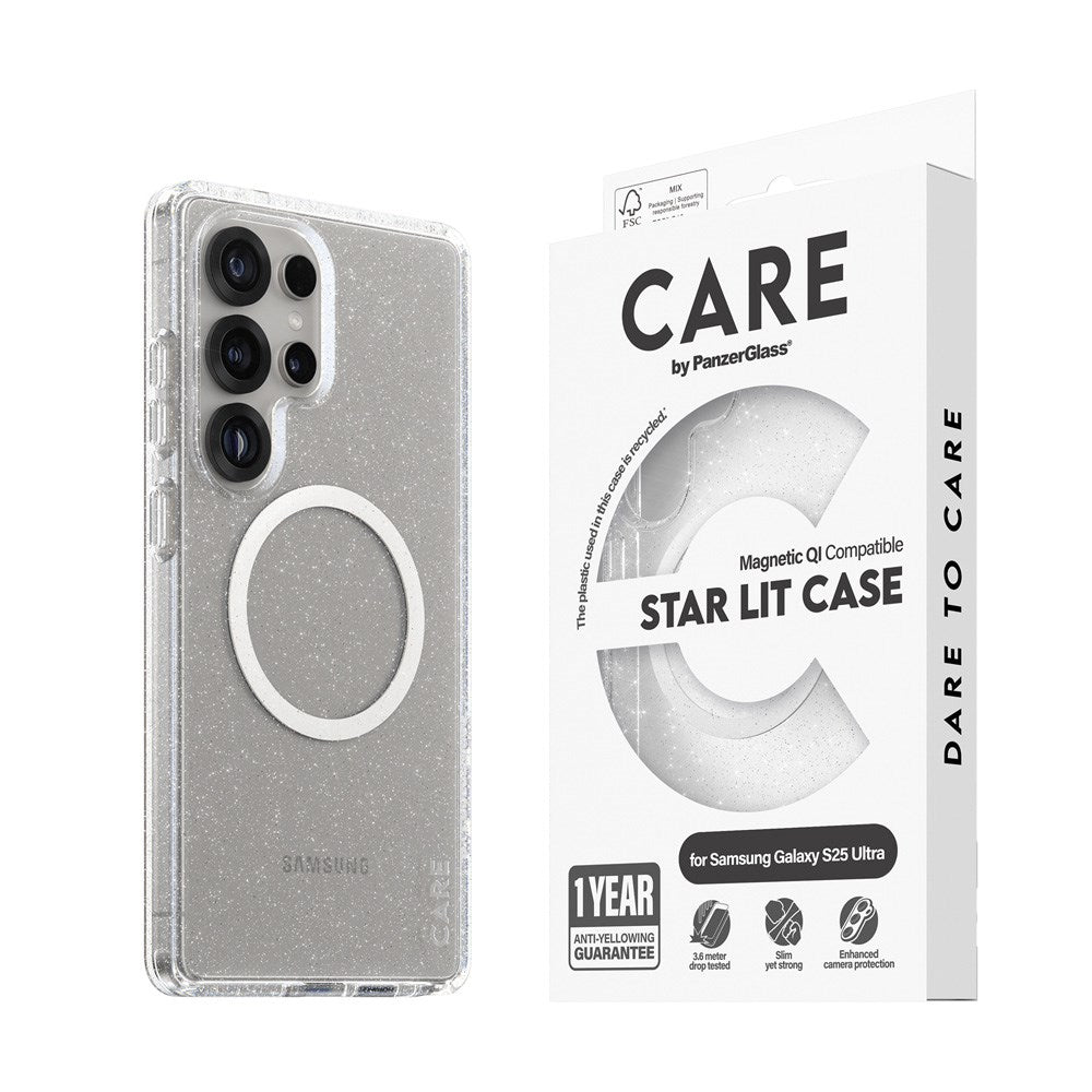 CARE by PanzerGlass Samsung Galaxy S25 Ultra FLAGSHIP Urban Combat Case - Qi Compatible - Star Lit / White