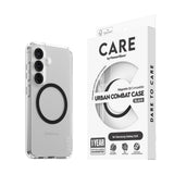 CARE by PanzerGlass Samsung Galaxy S25 FLAGSHIP Urban Combat Case - Qi Compatible - Transparent / Black