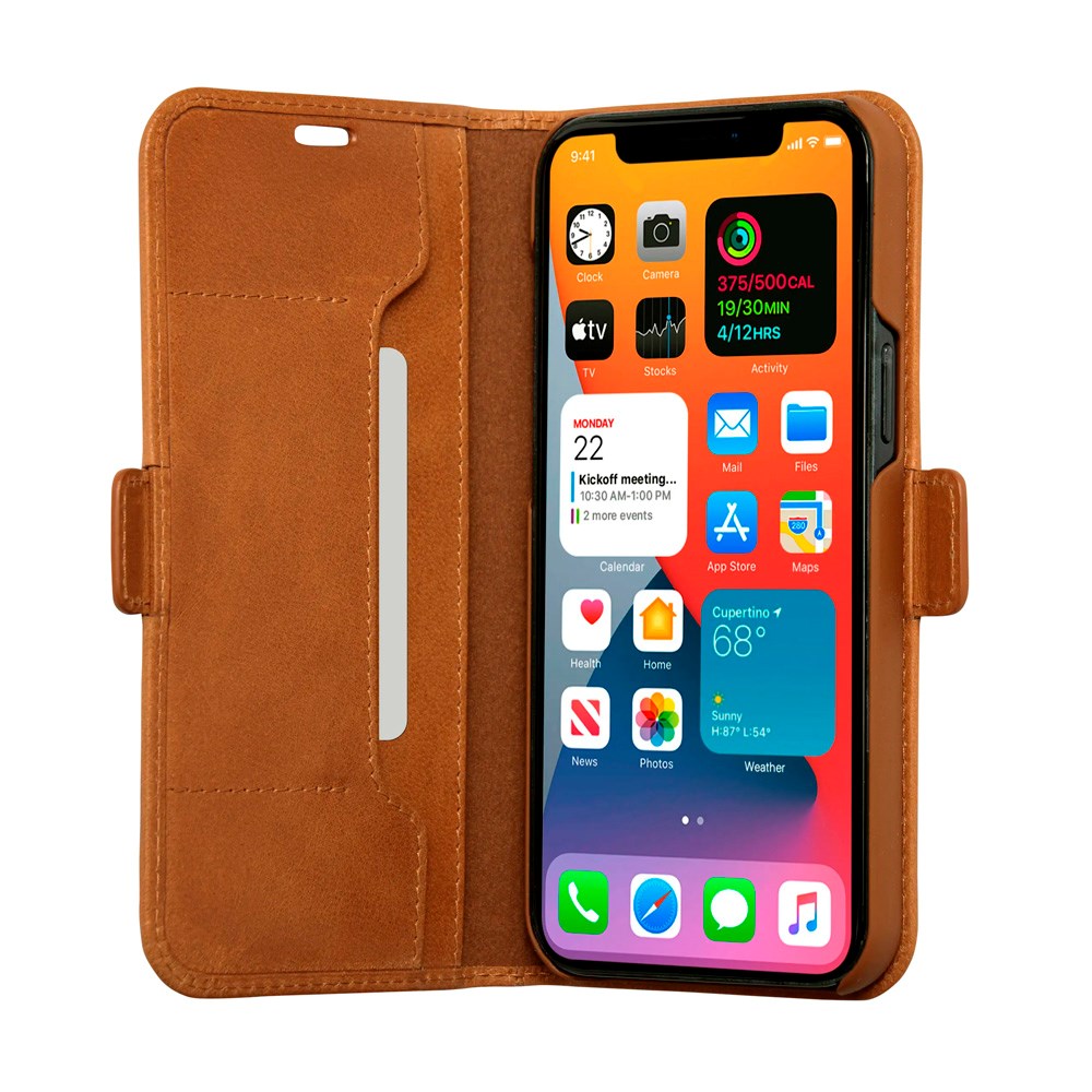 iPhone 12 Pro Max dbramante1928 Copenhagen Slim Genuine Leather Flip Case with Wallet - Tan