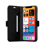 iPhone 12 Pro Max dbramante1928 Copenhagen Slim Genuine Leather Flip Case with Wallet - Black