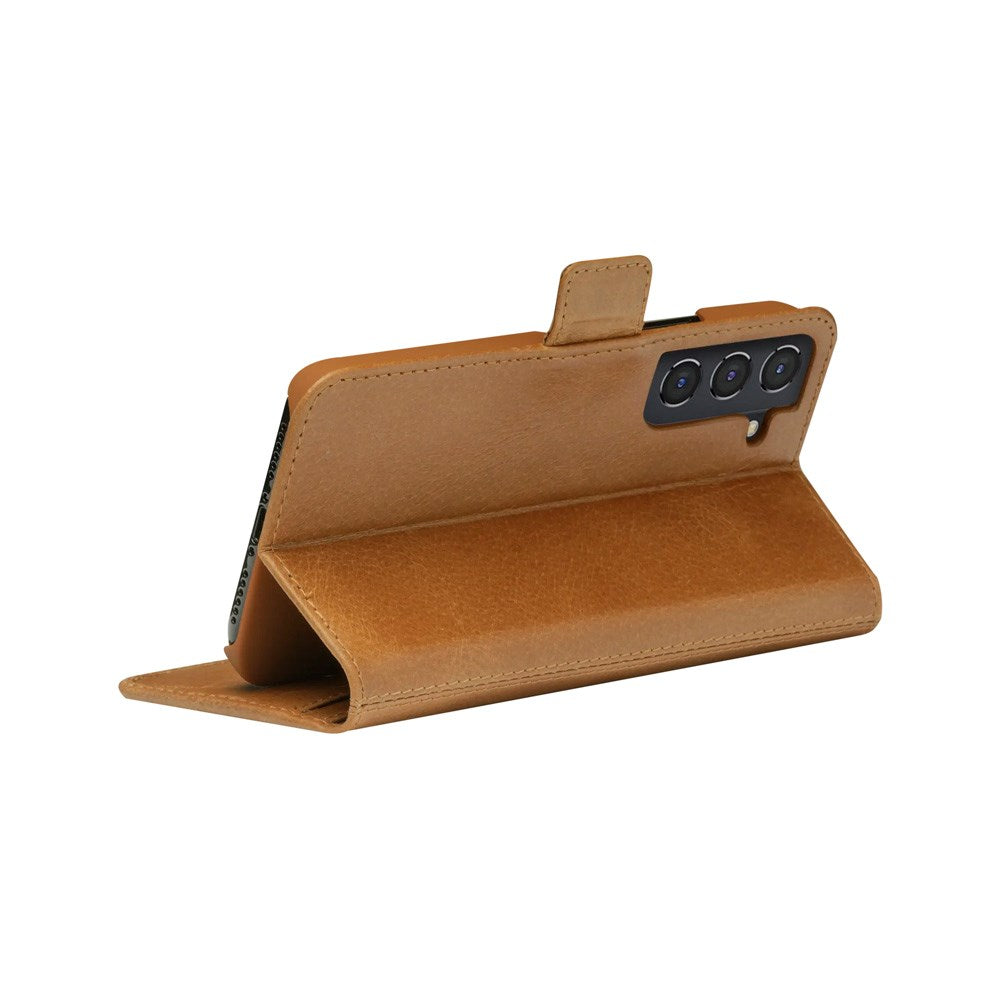 Samsung Galaxy S22 dbramante1928 Copenhagen Slim Genuine Leather Flip Case with Wallet - Tan