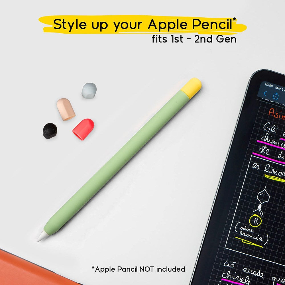 doodroo Apple Pencil 1 & 2nd Gen. Silicone Cover with 5 Colorful Caps – Green